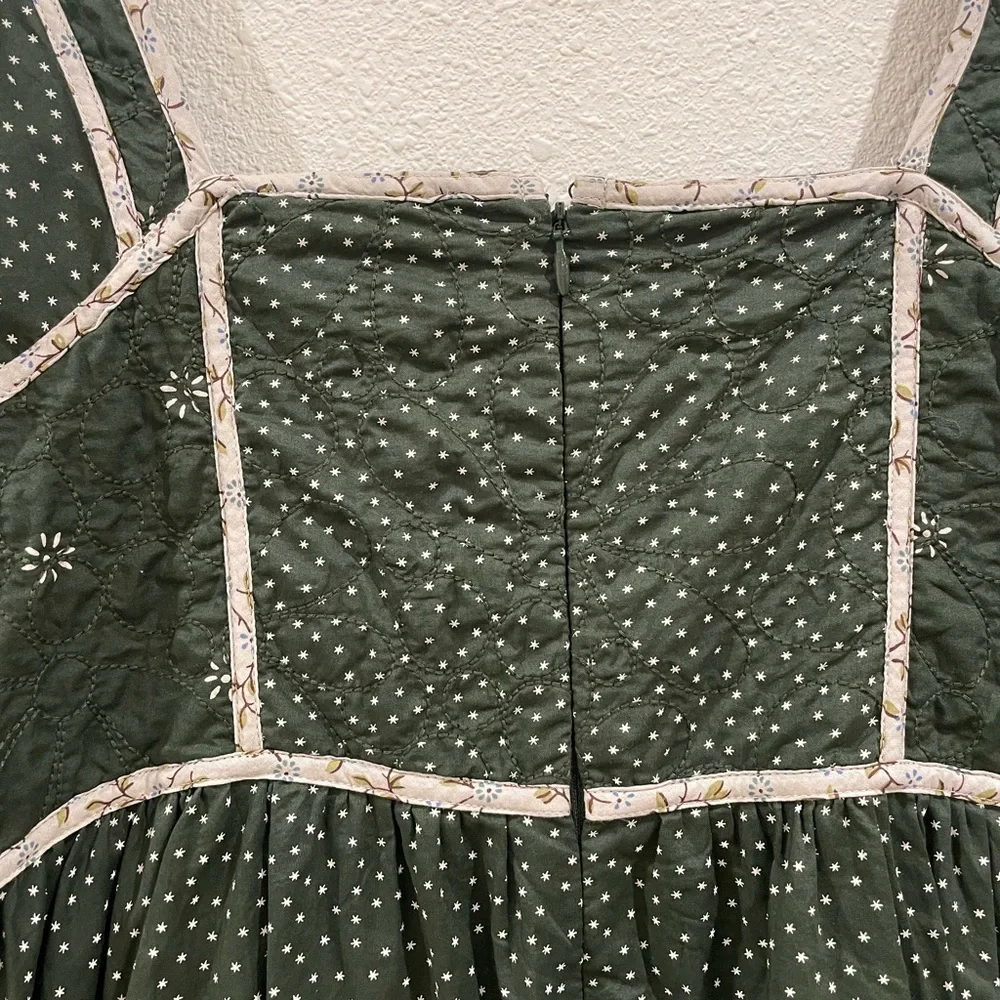 Madewell Mix Square-neck Green Quilted Floral Spring Prairie Mini Dress Size 2 - Picture 12 of 12